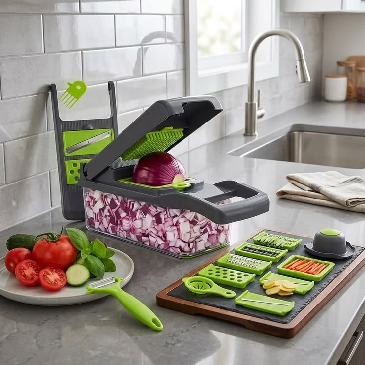 16-in-1 Multifunctional Vegetable Chopper & Food Slicer | Dicer, Grater & Cutter with Handle
