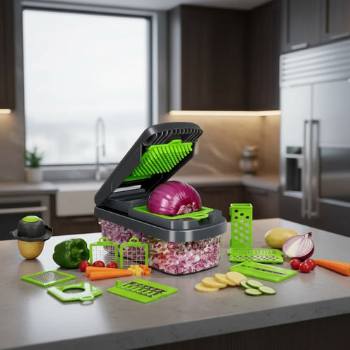 16-in-1 Multifunctional Vegetable Chopper & Food Slicer | Dicer, Grater & Cutter with Handle