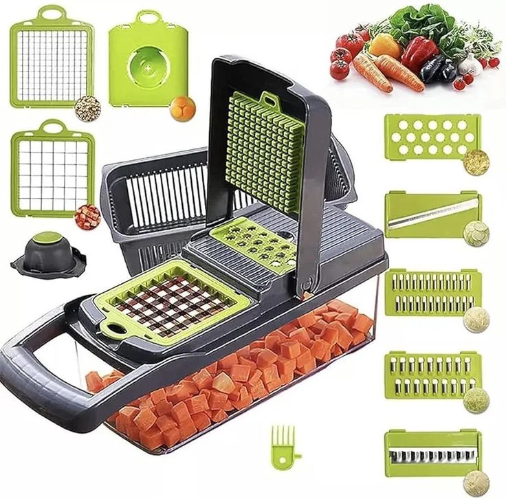 16-in-1 Multifunctional Vegetable Chopper & Food Slicer | Dicer, Grater & Cutter with Handle